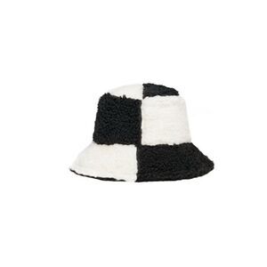 jocelyn - Women's Tunnel Bucket Hat - Faux Fur - Black & White - New